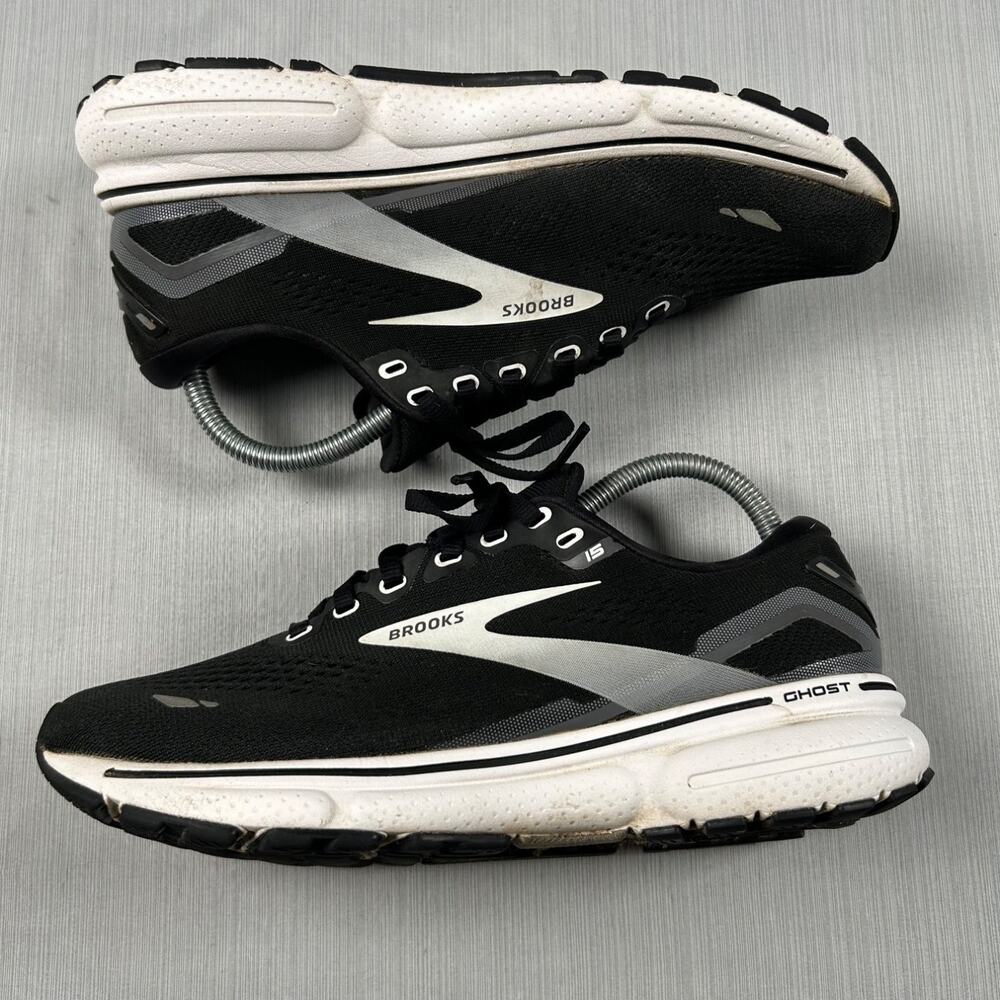 Brooks Ghost 15 Womens B Black White Running Shoes Sneakers US 8.5 Athletic